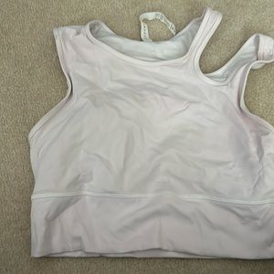 White Lululemon Asymmetrical tank top with built in bra size 10